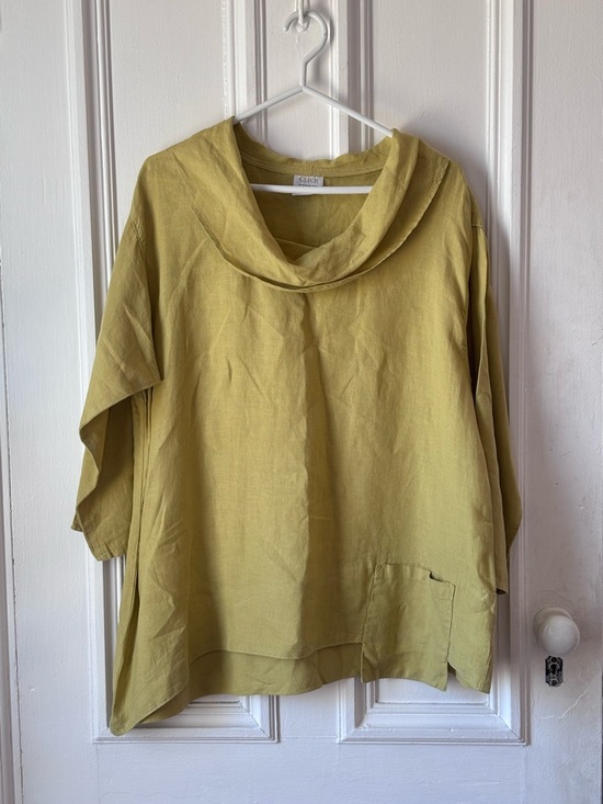 Tops - Women’s Click Colour Me Cotton 100% Linen Cowl Neck 3/4 sleeve Tunic Blouse